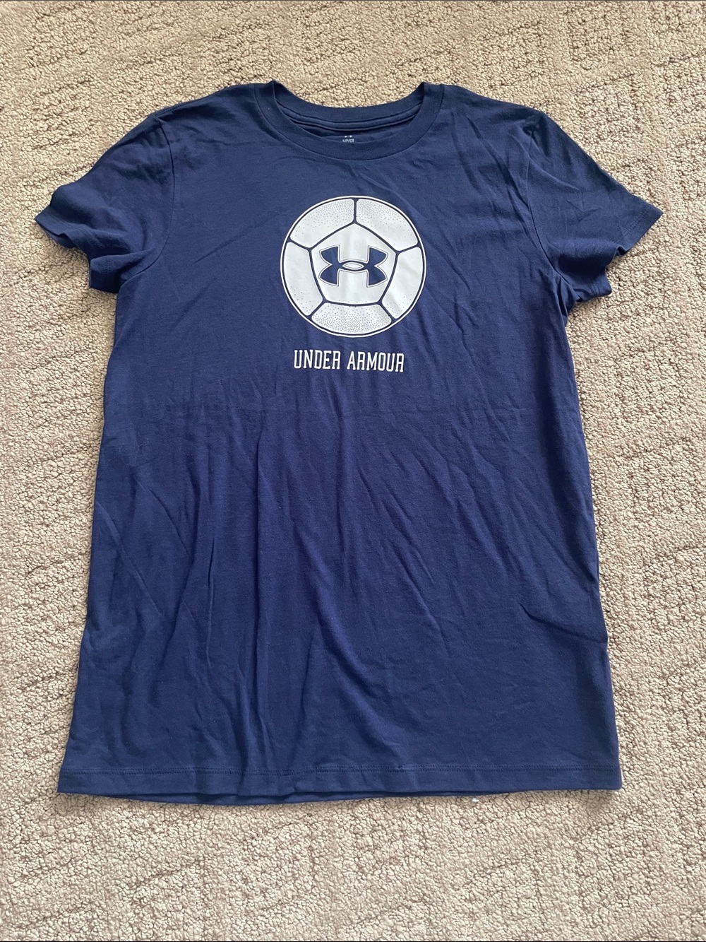 Under Armour Navy Tee with White Soccer Logo